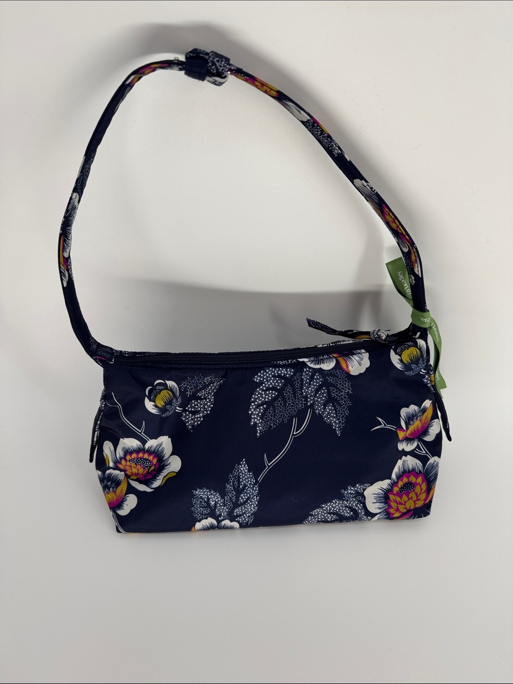 Vera Bradley Navy Shoulder Bag with White and Yellow Floral Accents